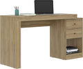 Expandable Desk with Storage Drawers & Open Shelf - Expands from 47 Inch to 57 Inch - Pine Computer Desk with Printer Space - Modern Home Office Table with Drawers - Techni Mobili Blanco Collection