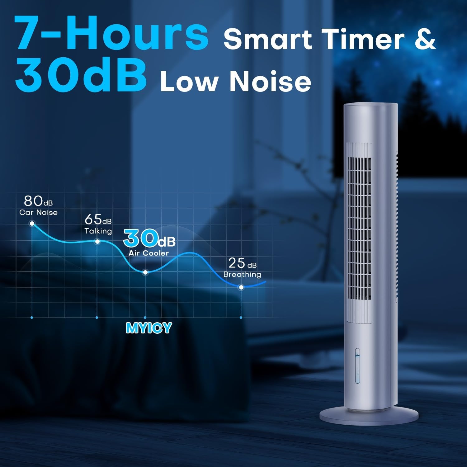 Evaporative Air Cooler, 35' Windowless Air Conditioner Portable w/3 Speeds, 25ft Remote, Smart Timer & Water Tank, Portable Air Conditioners No Windows Needed, 90°Oscillating AC Unit for Room