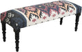 LR Home Upholstered Bench for Bedroom End of Bed |Southwestern Vintage Ottoman Bench with Cushion for Dining, Living Room, Entryway, Window, Outdoor | 47' W X 16' D X 18' H | Red/Ivory/Multicolor