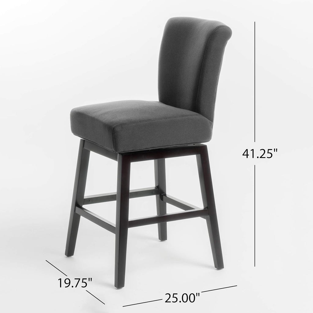 Christopher Knight Home Tracy Fabric Swivel Barstool, 41.25', Dark Charcoal
