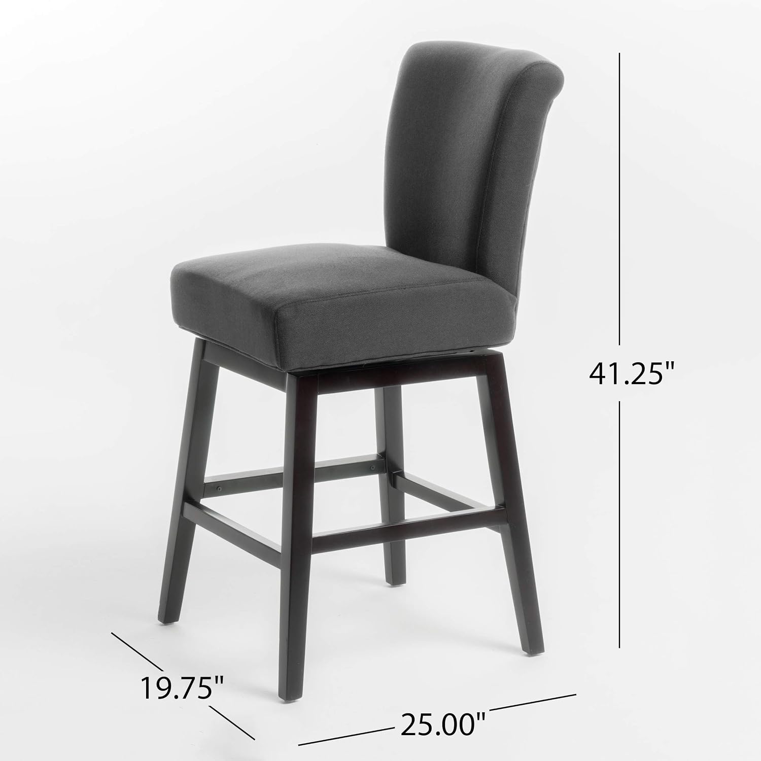 Christopher Knight Home Tracy Fabric Swivel Barstool, 41.25', Dark Charcoal