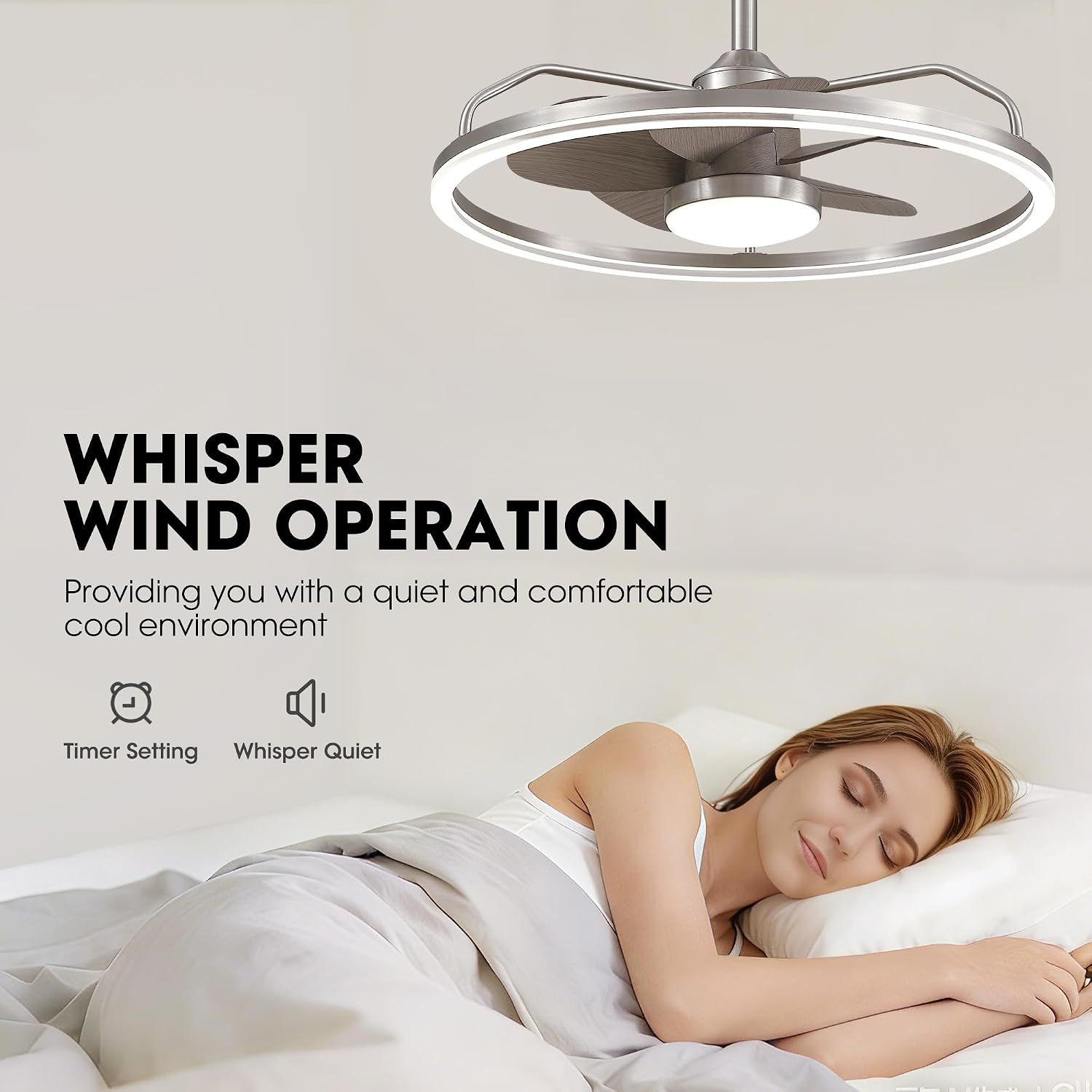 24 Inch Low Profile Ceiling Fans with Lights and Remote, 6-Speed Reversible Motor Flush Mount Modern Fandelier Ceiling Fan, App and Remote Control Dimmable LED Fan Light for Bedroom, Living Room