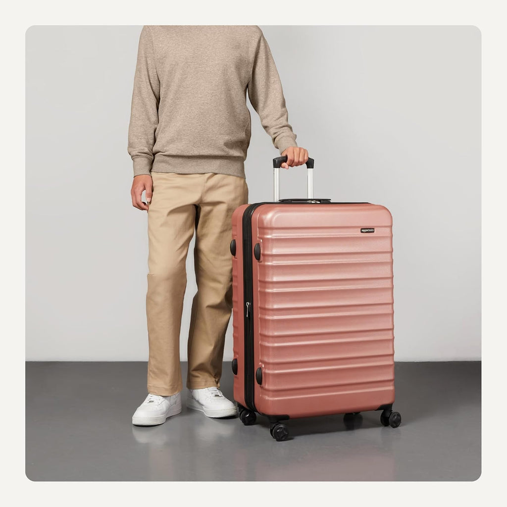 Amazon Basics 30' Hardside Large Checked Luggage, Expandable For Up to 15% More Space, Scratch-Resistant Surface, Four Multi-directional Wheels, Rose Gold