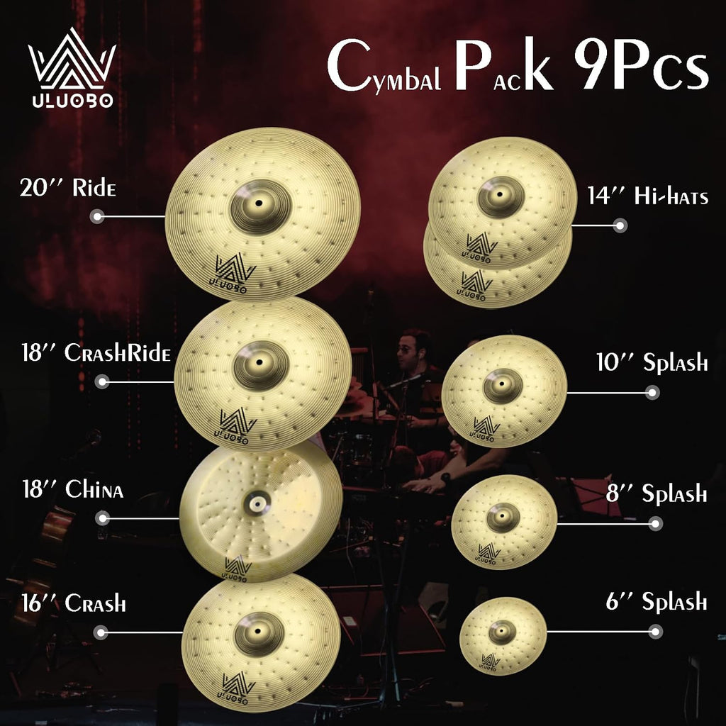 Cymbal Pack, Drum Set Cymbals 9 Pieces, Symbols for Drums