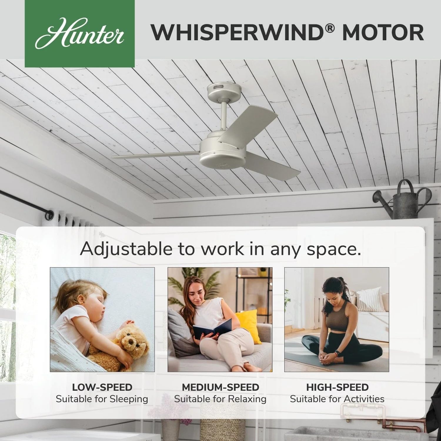 Hunter Fan 44 Inch Casual Matte Nickel Finish Indoor Ceiling Fan With 3 Blades (Renewed)