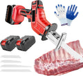 Handheld Electric Bone Saw - With12 Gloves, Cordless Reciprocating Saw, 6.0ah Battery Powered, With Led Light ， 4 Saw Blades, For Bones, Meat, Wood, Metal, Plastic