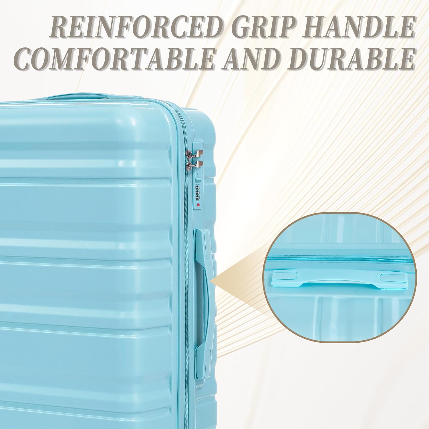 GDFStudio 20/24/28 Inch 3 Piece Luggage Set, ABS Hard Shell Spinner Suitcase with 360° Silent Wheels, Expandable Capacity,Combination Lock, Retractable Handle, Carry On & Checked Suitcases,Blue