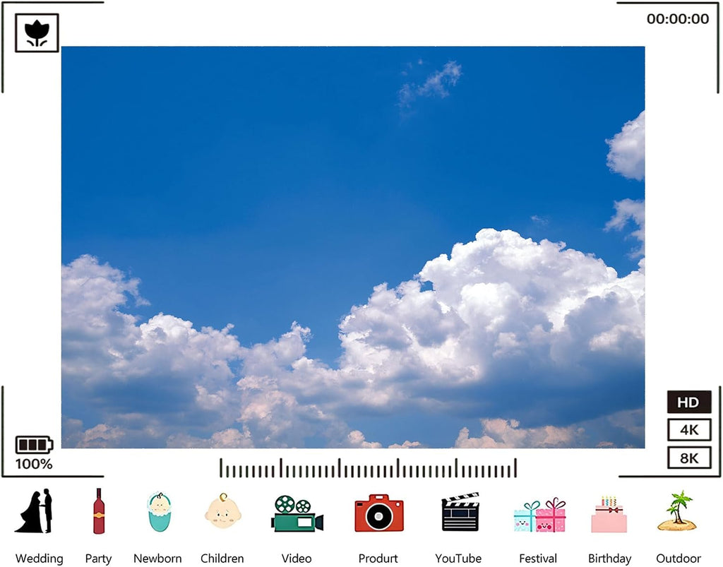 Trykid 20x10ft Blue Sky White Clouds Backdrop Clear Sky Clouds Natural Scenery Photography Background Newborn Baptism Baby Shower Wedding Birthday Party Decoration Studio Fabric