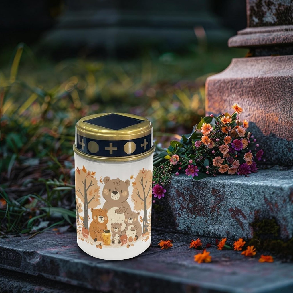 Thanksgiving Bear Solar Garden Lights Outdoor Waterproof Pathway Lights for Yard Patio Walkway Set of 10 Solar Stake Lights Outdoor Landscape Lighting-Warm White