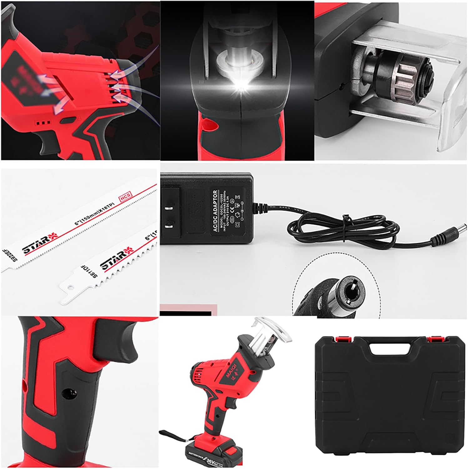 Cordless Bone Saw Machine - Cordless Reciprocating Saw, Butcher Cutting Machine With Rechargeable Battery, Tool-Free Blade Change, For Metal Wood Pvc Pipe Cutting Saw (One battery 18V)