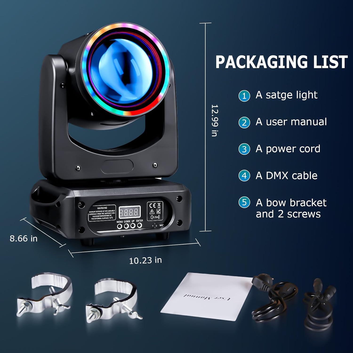 Moving Head DJ Light 100W LED Stage Lights Beam Halo DJ Lights RGBW 4-in-1 Colors Spotlights Strobe DMX512 Sound Activated for Party Wedding Live Show Parties DJ Equipment Lighting