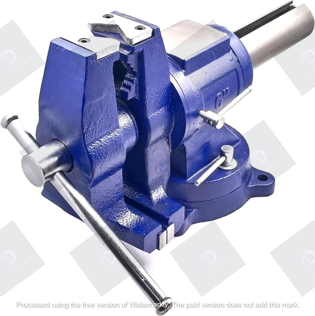 A.D. International 6' Heavy Duty Bench Vise, Double Swivel Rotating Vise Head/Body Rotates 360°,Pipe Vise Bench Vices 30Kn Clamping Force,for Clamping Fixing Equipment Home or Industrial Use