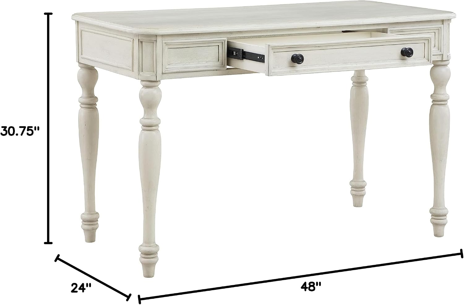 OSP Home Furnishings Country Meadows 48 Inch Writing Desk with Drawer, Antique White