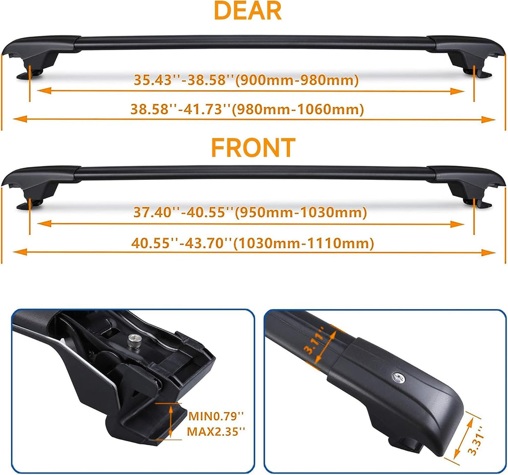 Autekcomma Heavy Duty Roof Rack Crossbars Replacement for 2007-2026 Toyota 4Runner,Anti-Corrosion,Aircraft Aluminum Black Matte with Anti-Theft Locks (ONLY FIT Original EXISTING Side Rail)