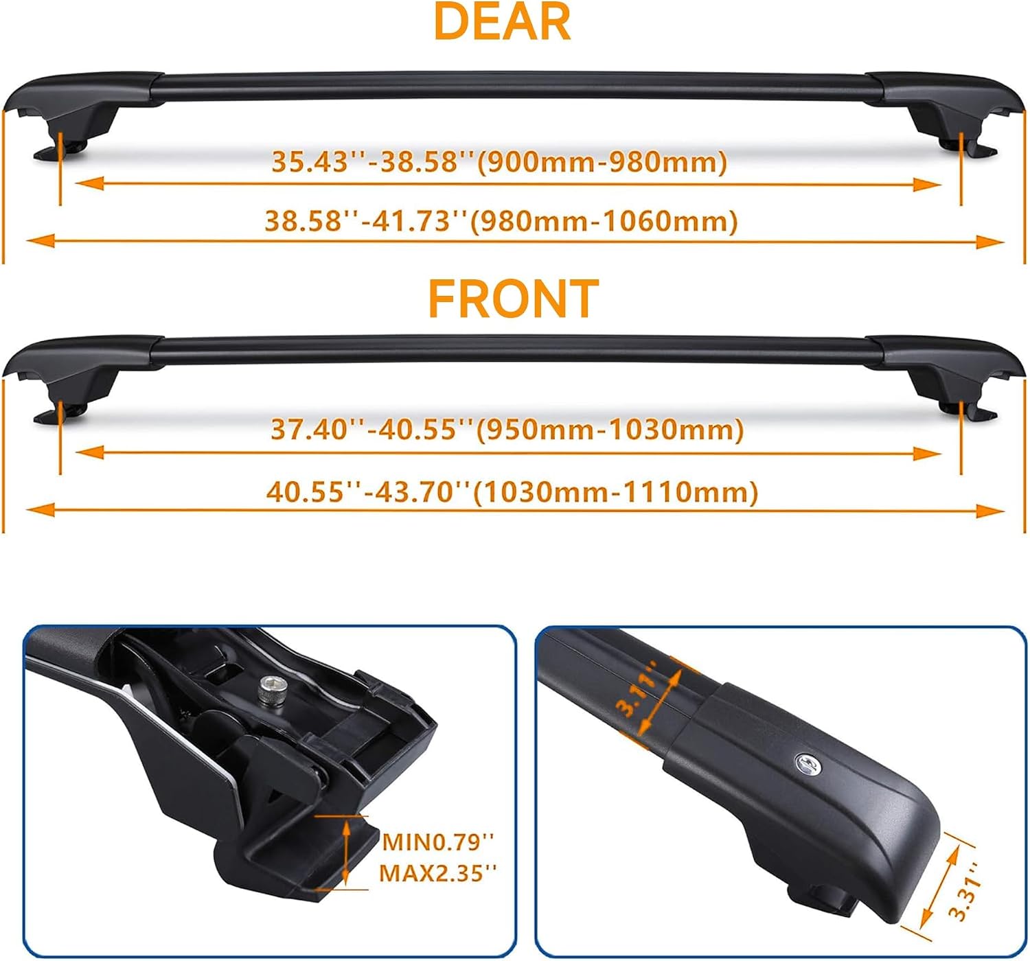 Autekcomma Heavy Duty Roof Rack Crossbars Replacement for 2007-2026 Toyota 4Runner,Anti-Corrosion,Aircraft Aluminum Black Matte with Anti-Theft Locks (ONLY FIT Original EXISTING Side Rail)