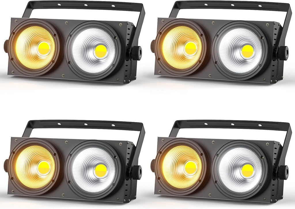 200W Blinder Stage Lights, 2-in-1 Warm & Cool White COB Spotlights, LED Par Lights with Auto/Sound/DMX/Master-Slave Audience Light for Events Wedding Theater Church Concert Party 4 Packs