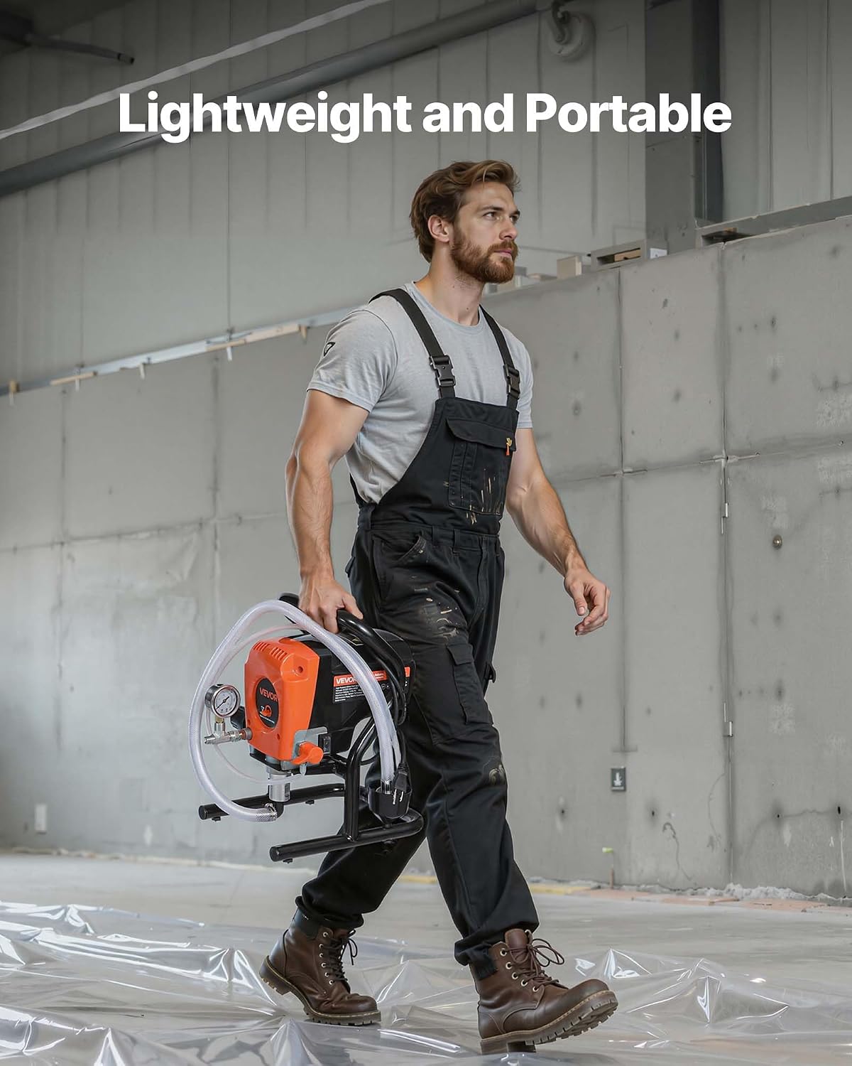 VEVOR Stand Airless Paint Sprayer, 900W, 3300PSI High Pressure Airless Sprayer, Cleaning Brush, Hose, Extension Rod, Nozzles, Electric Spray Paint Machine for Interior or Exterior of House, Fence