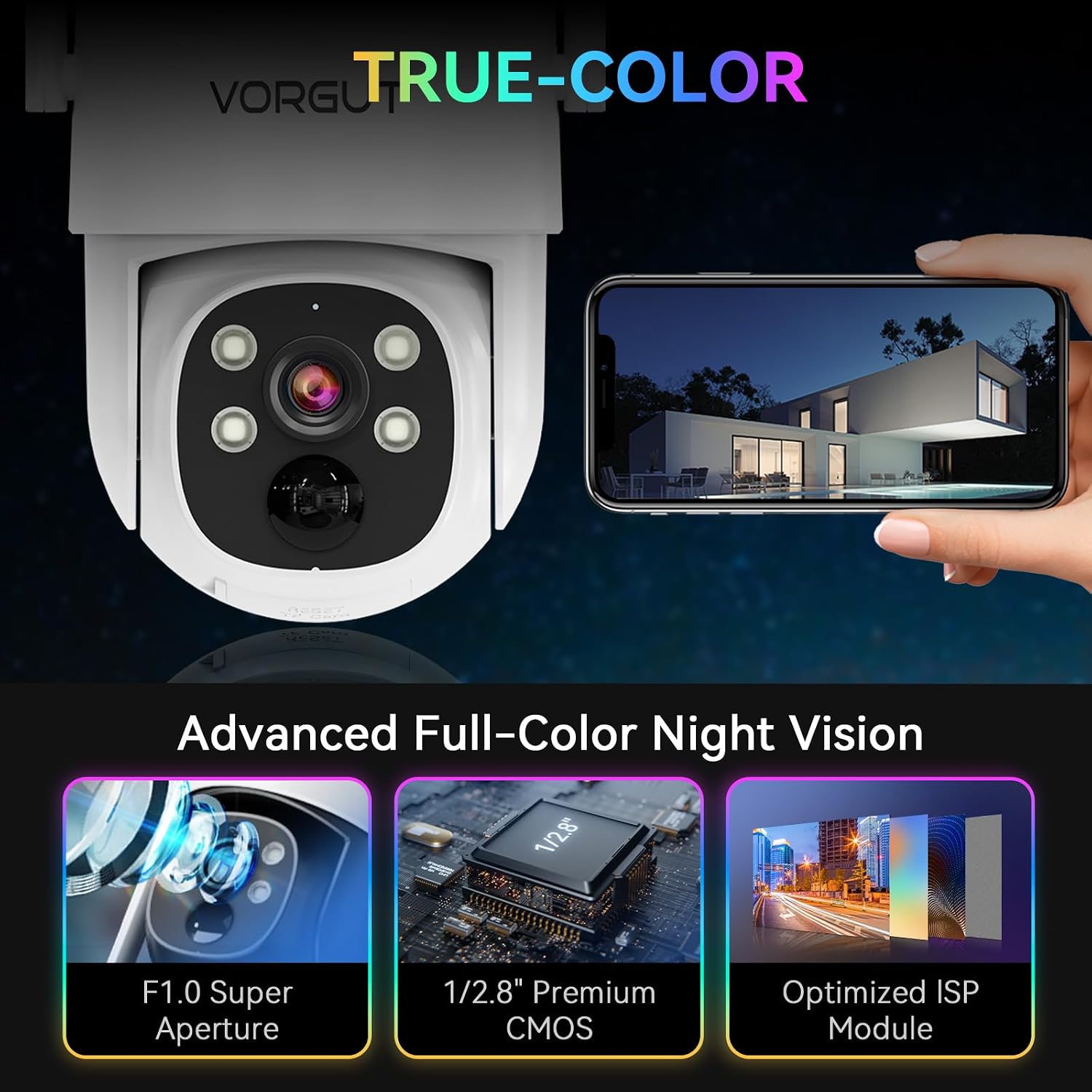 Solar Security Cameras Wireless Outdoor with 10'' Monitor, 4pcs 2K Solar Powered Camera System, 360° PTZ, Color Night Vision,Human Detection,10CH NVR with 500GB HDD,2.4G/5G WiFi,No Monthly Fee