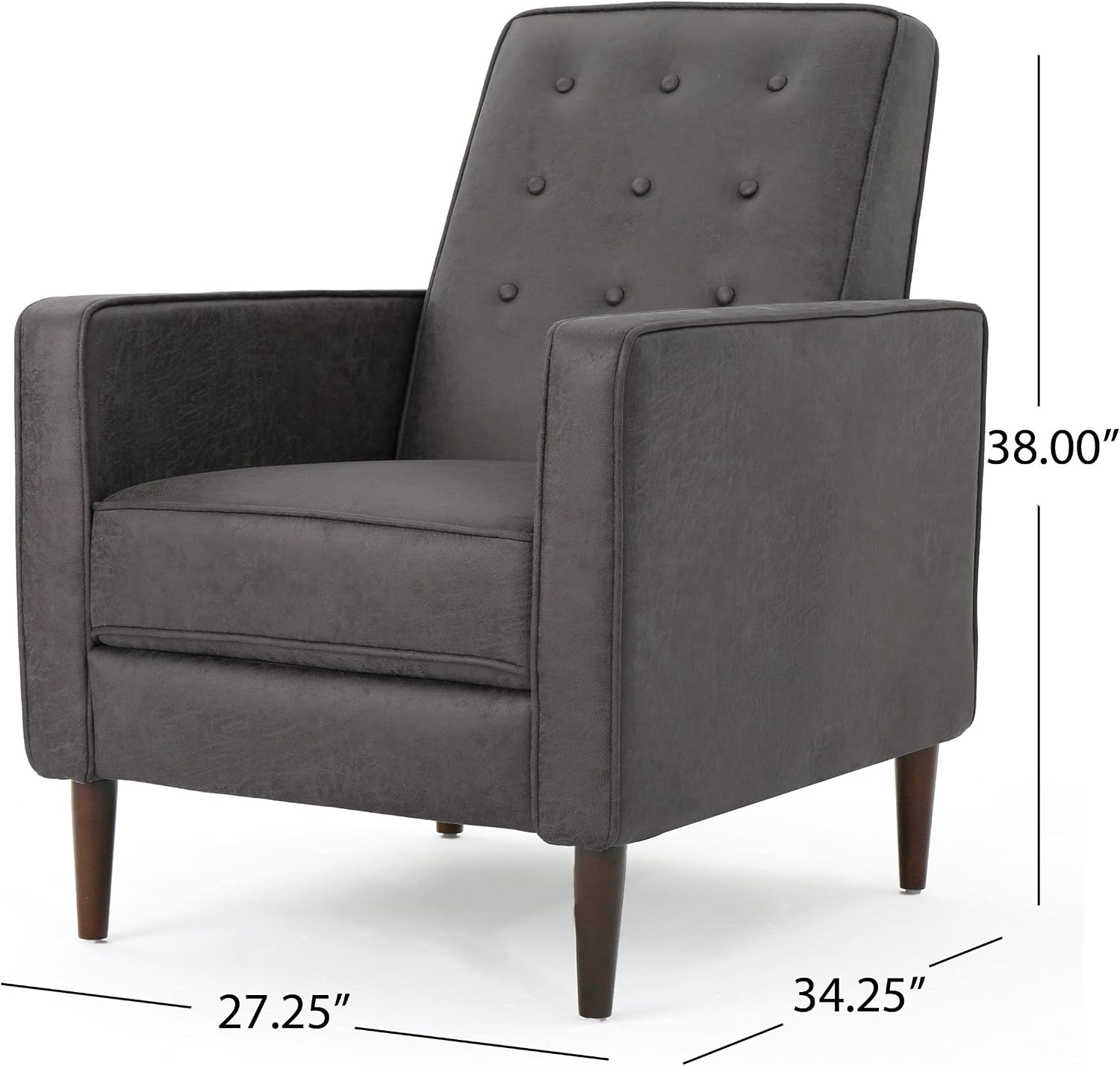 Christopher Knight Home Mervynn Mid-Century Modern Microfiber Recliner, Slate / Dark Espresso