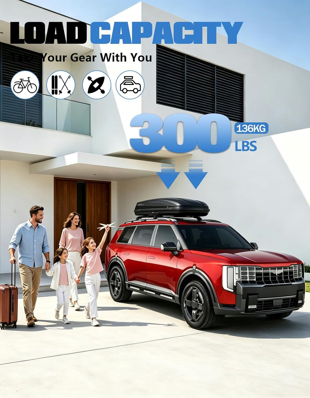 FengYu 300lb Lockable Roof Rack Cross Bars Compatible with Kia Telluride 2026 2027 with Raised Side Rails, Heavy Duty Aluminum Roof Rails Crossbars Cargo Bars
