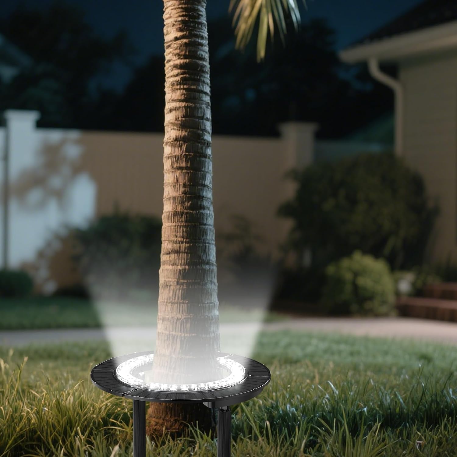 Wireless Solar Palm Tree Lights Outdoor, 12000 mAh & 32 LEDs Outdoor Yard Lighting, 6000K Uplight Landscape Lights Solar Powered Flood Lights for Large Tree, Yard, Garden