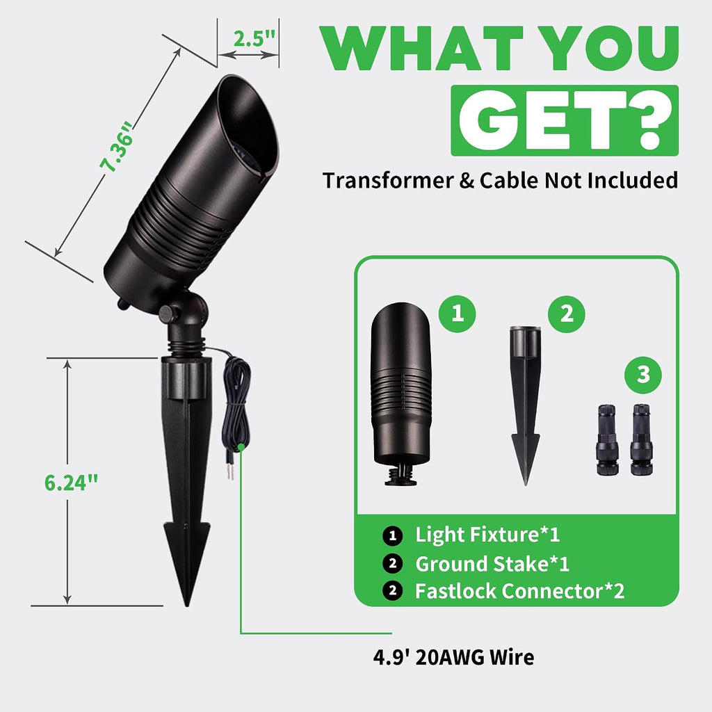Smart Landscape Spotlight Outdoor - Multicolor LED Low Voltage Spot Lights with App, 12V Wired Uplights IP65 Waterproof, 5W 250LM Aluminum Black for Garden Patio Wall 6 Pack