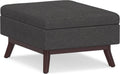 SIMPLIHOME Owen Coffee Table Storage Ottoman - 34' Wide x 19' High Upholstered Linen Look Fabric Rectangular Lift-Top Ottoman in Slate Grey, Mid-Century Modern Bench for Living Room with Tapered Legs