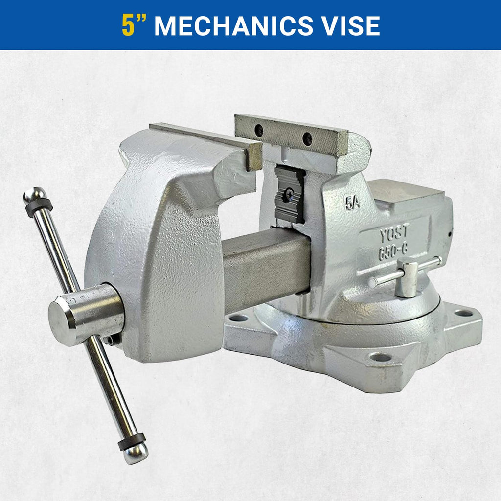 Yost Vises 650-C Mechanics Vise | 5 Inch Jaw Width Heavy-Duty Vise