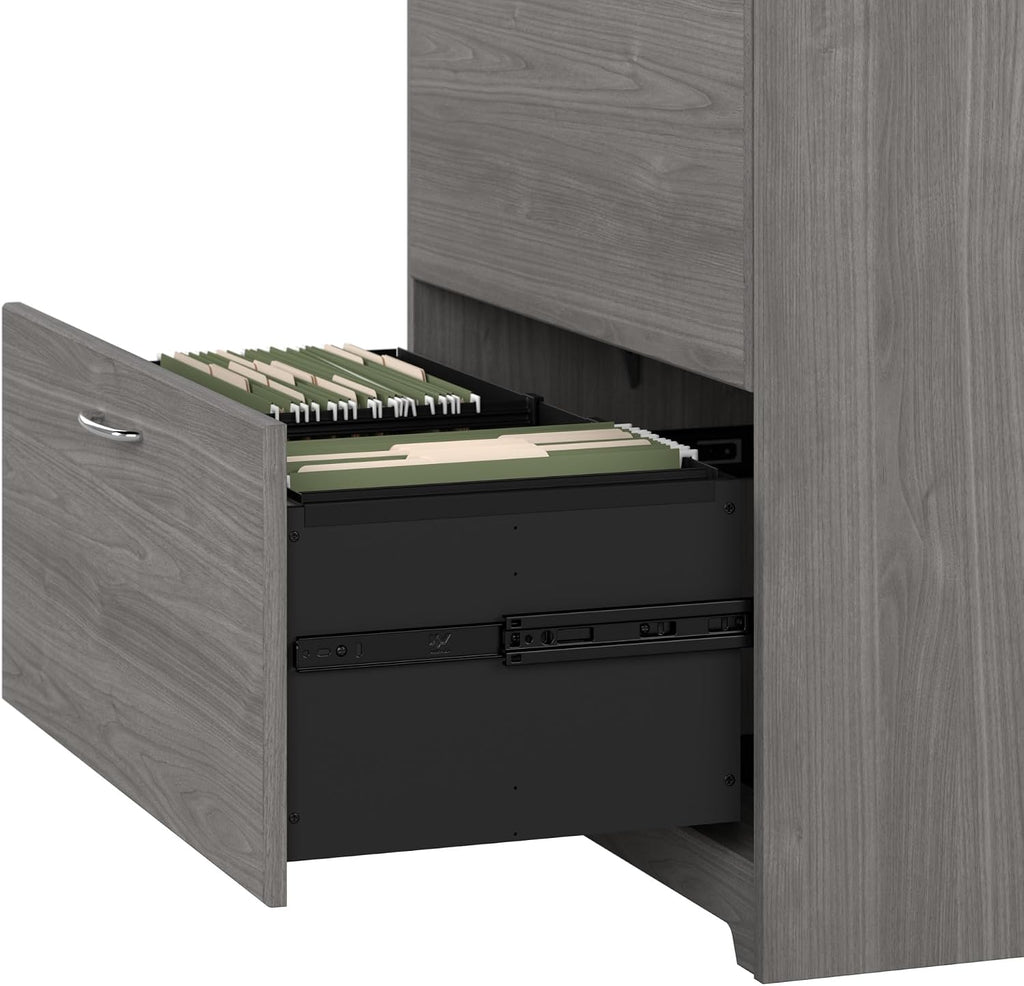 Bush Home Cabot 2 Drawer Lateral File Cabinet in Modern Gray, Home Office Chest for Letter, Legal, and A4-size Document Storage