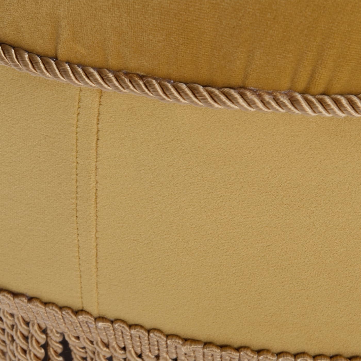 Jennifer Taylor Home Yolanda Upholstered Round Accent Ottoman, Gold Yellow Velvet with Gold Trim