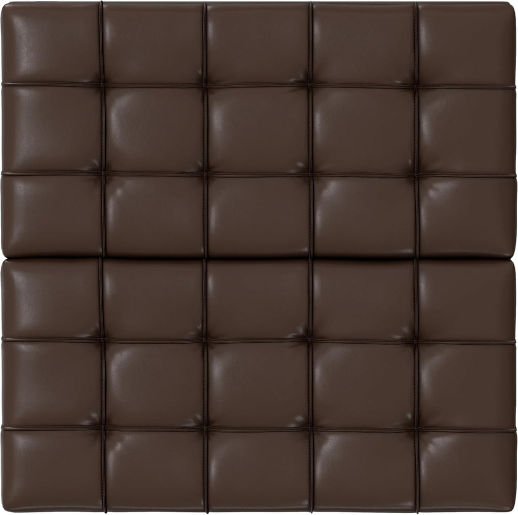 SIMPLIHOME Harrison Small Coffee Table Storage Ottoman - 30 inch Wide Upholstered Vegan Leather Square Lift-Top Ottoman in Chocolate Brown, Transitional Ottoman for Living Room with Hidden Storage