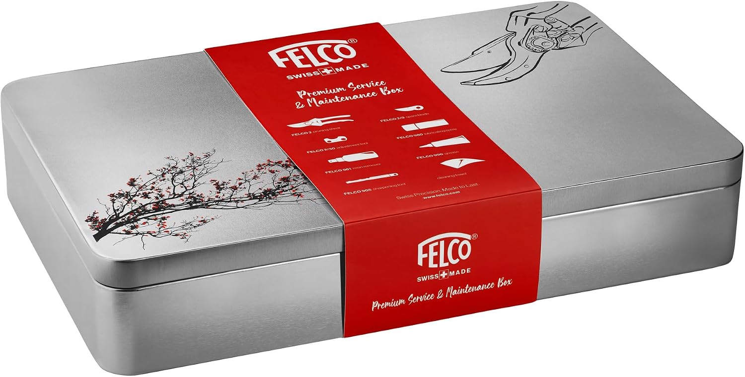 FELCO 933 Premium Pruning Kit – Includes 2, The Original Forged Aluminum Hand Pruner, Spare Blade, Sharpening Tool, Lubrication Spray & Cleaning Cloth | Swiss-Made Garden Tool Gift Set