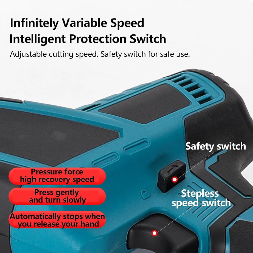 Cordless Reciprocating Saw with 2 Batteries and Charger 3500 RPM Brushless Motor 4 Saw Blades Kit LED Light Tool-Free Blade Change Lightweight for Wood Metal PVC Cutting