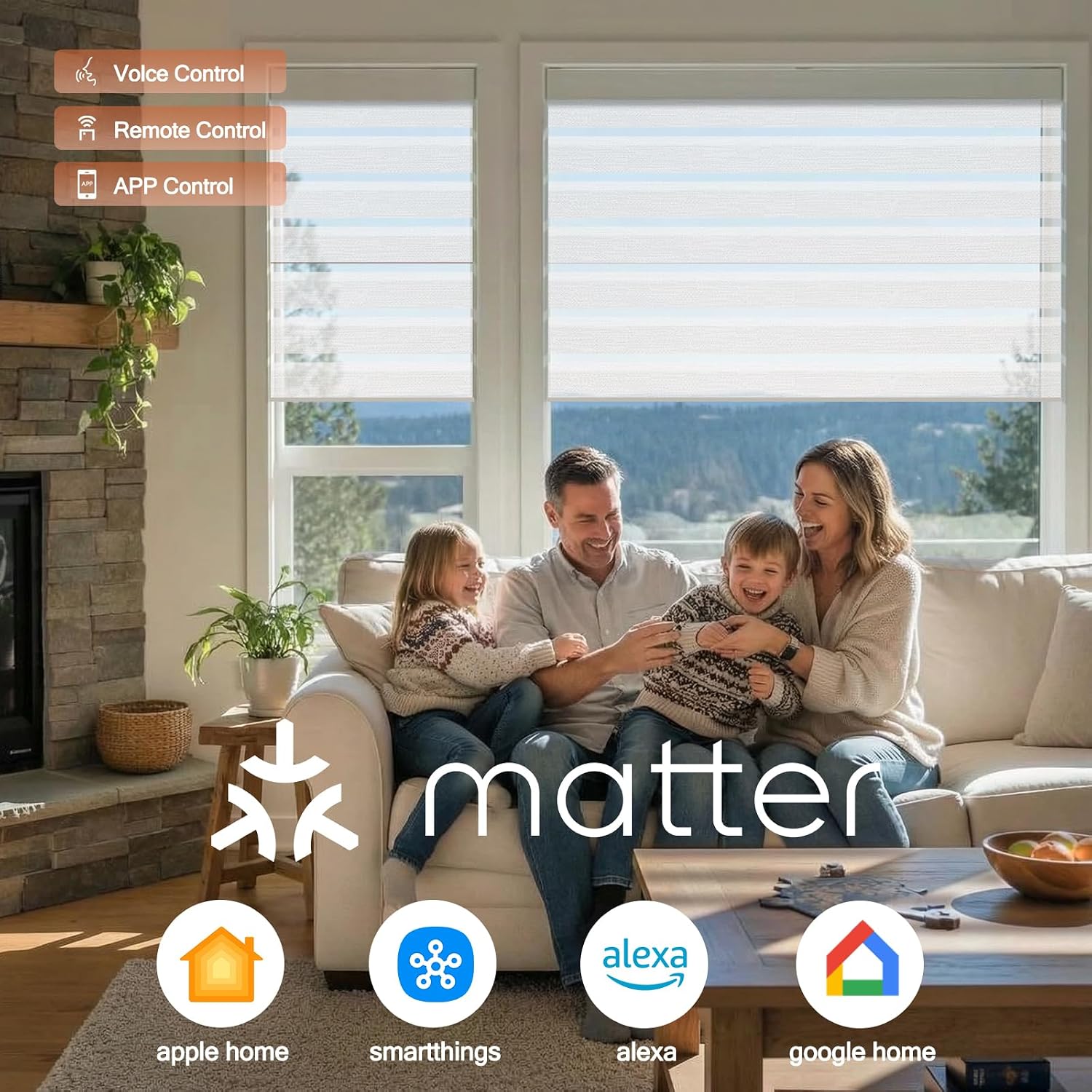 Motorized Zebra Blinds, Automatic 60% Blackout Shades for Indoor Windows Work with HomeKit, Alexa, Google Home, Customized Electric Blinds with Remote, App, Voice Control, Fabric Ivory
