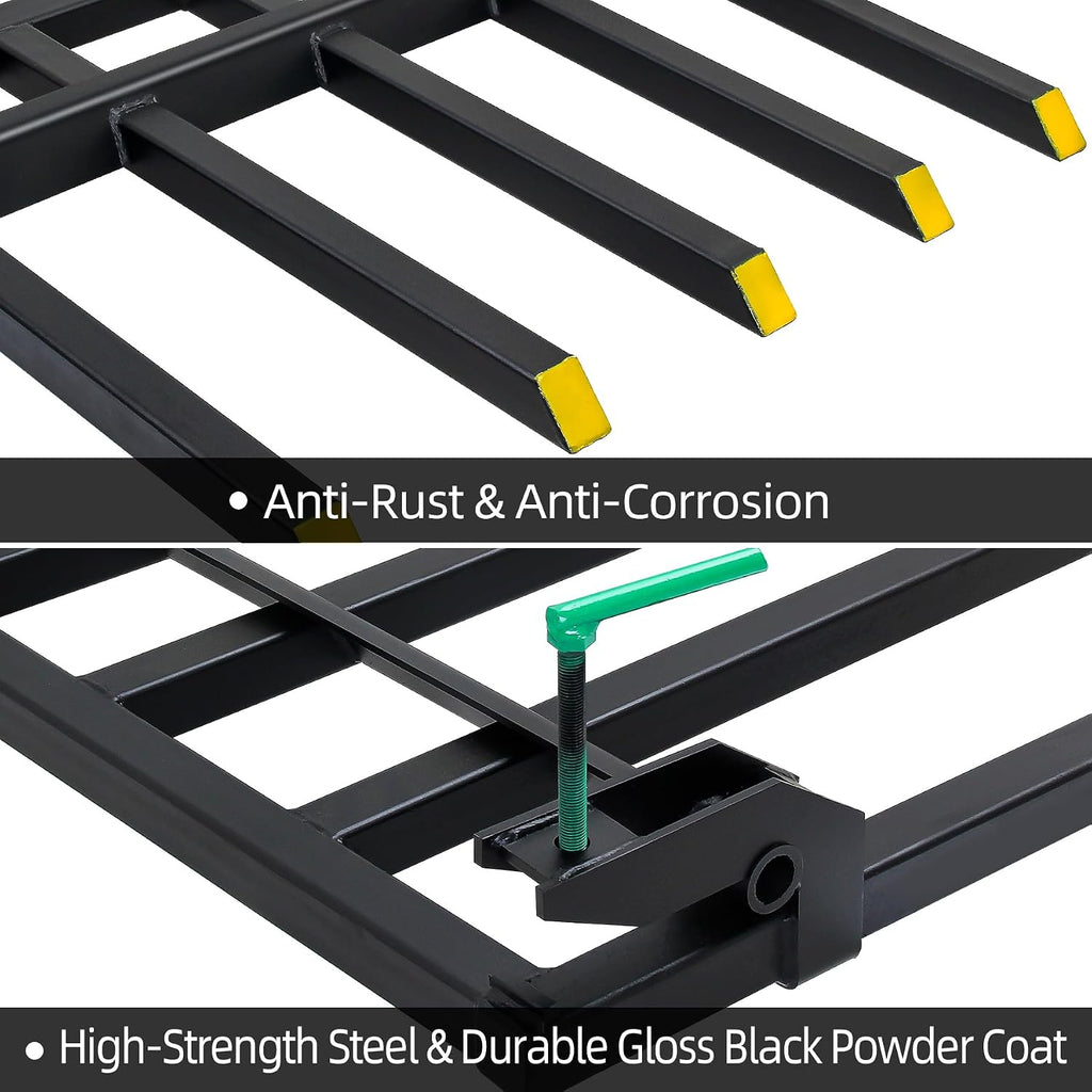 Clamp on Debris Forks Fits 48'' Bucket, 2500 lbs Heavy Duty Quick Attach Pallet Forks for Tractor Loader Skid Steer
