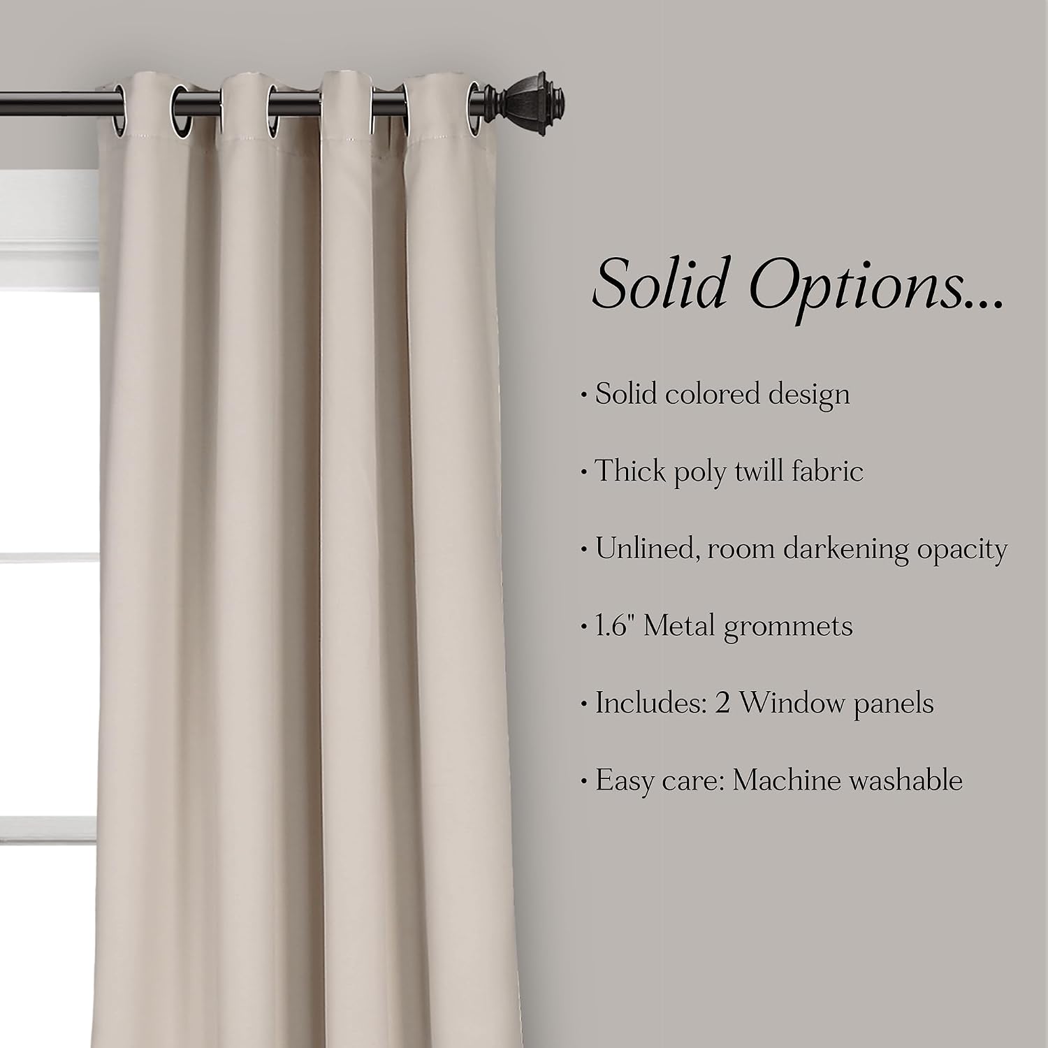 Lush Decor Insulated Grommet Blackout Window Curtain Panels, 52' W x 108' L, Wheat-Classic Modern Design-Chic Window Decor-Long Curtains for Living Room, Bedroom, Or Dining Room (Pack of 8)
