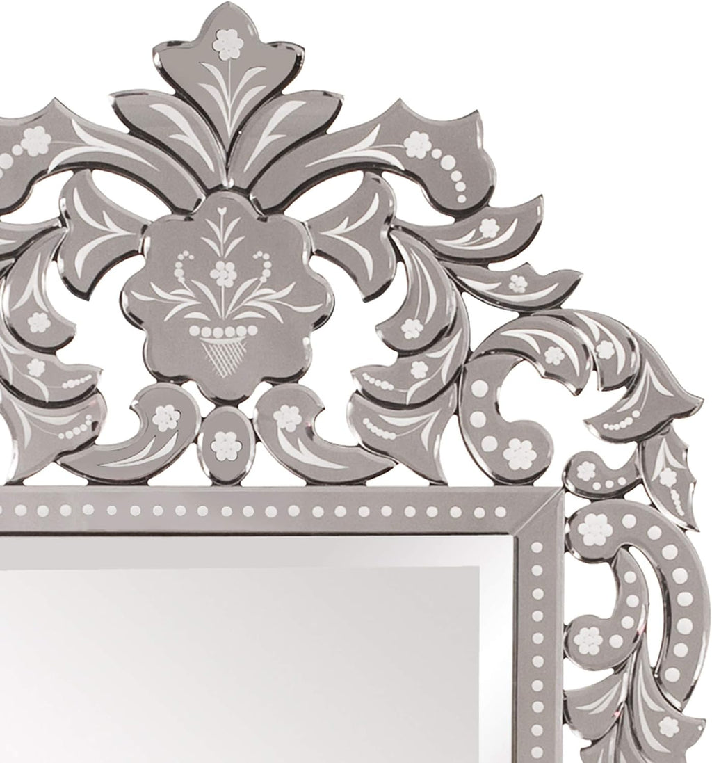 Howard Elliott Collection Large Regina Rectangular Venetian Wall Hanging Mirror, Antique Accent Design with Mirrored Frame, Wall Mirror for Home, Living Room, Entryway and Bathroom, 56 x 34 Inch