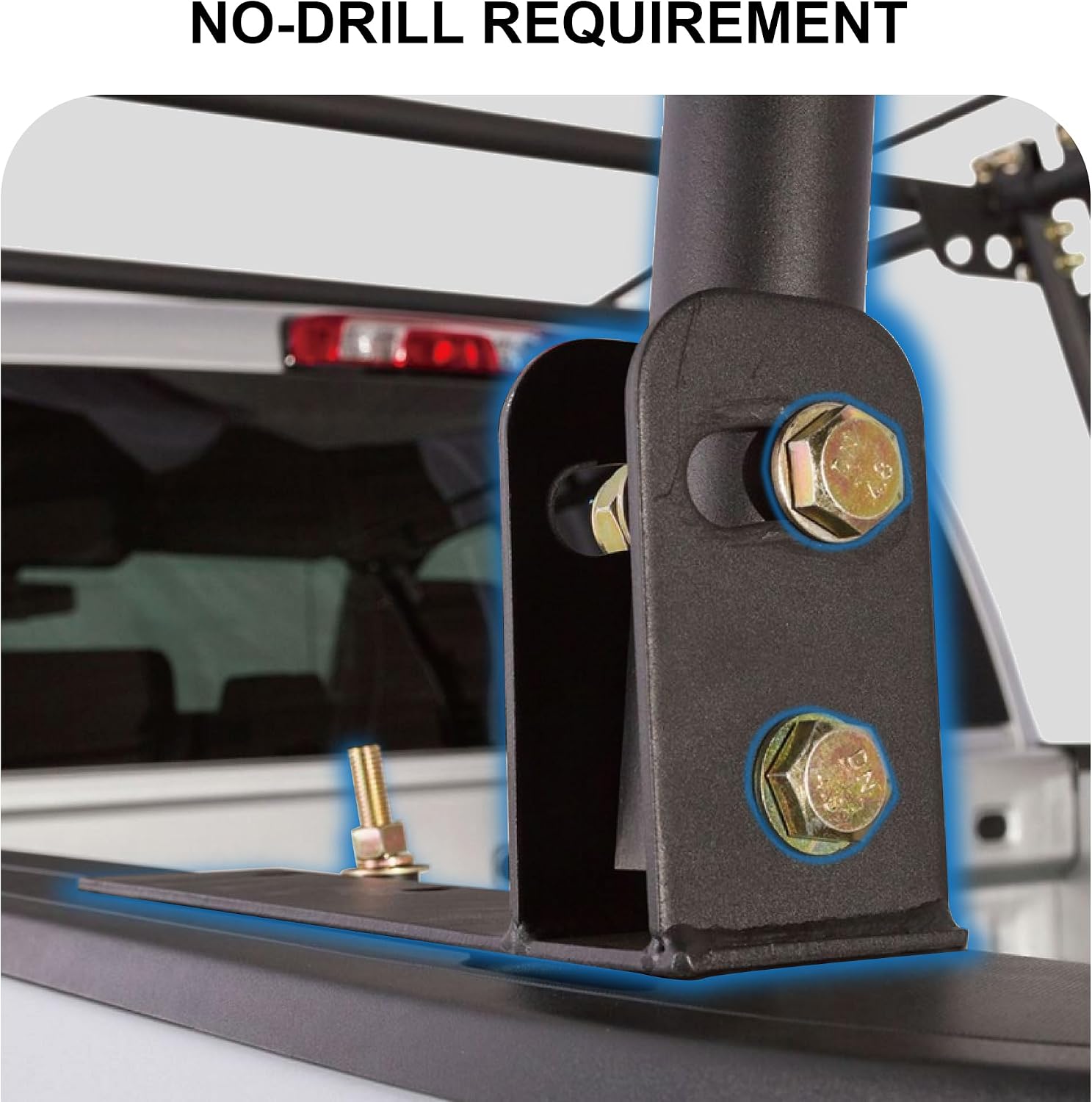 Rockland Universal Full-Size Steel Over-Cab Truck Rack, 800 LBS Capacity, 136.5' x 55' x 34.25', 49'-64' Adjustable Truck Bed Width, Extendable Truck Ladder Rack with None Drilling C-Clamps