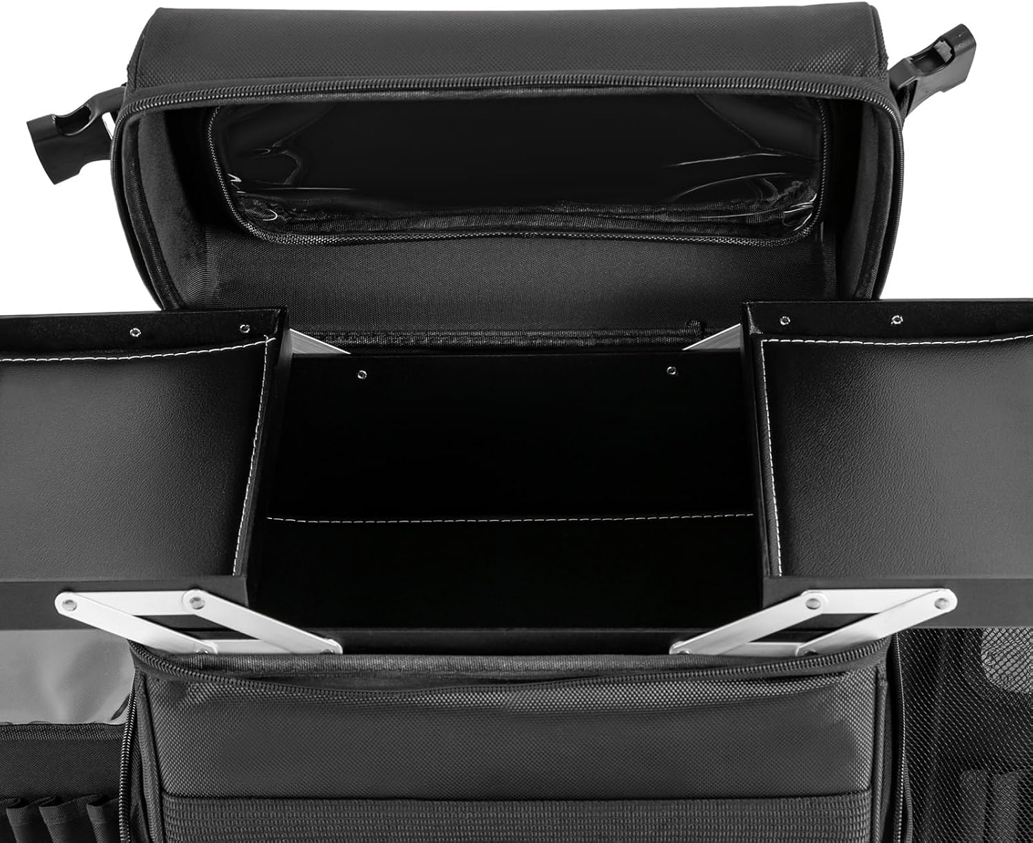 Rolling Makeup Train Case, Professional Soft Sided Makeup Case with Detachable Pouch and Wheels, Trolley Cosmetology Cosmetic Makeup Case for Hairdressing Makeup Tools