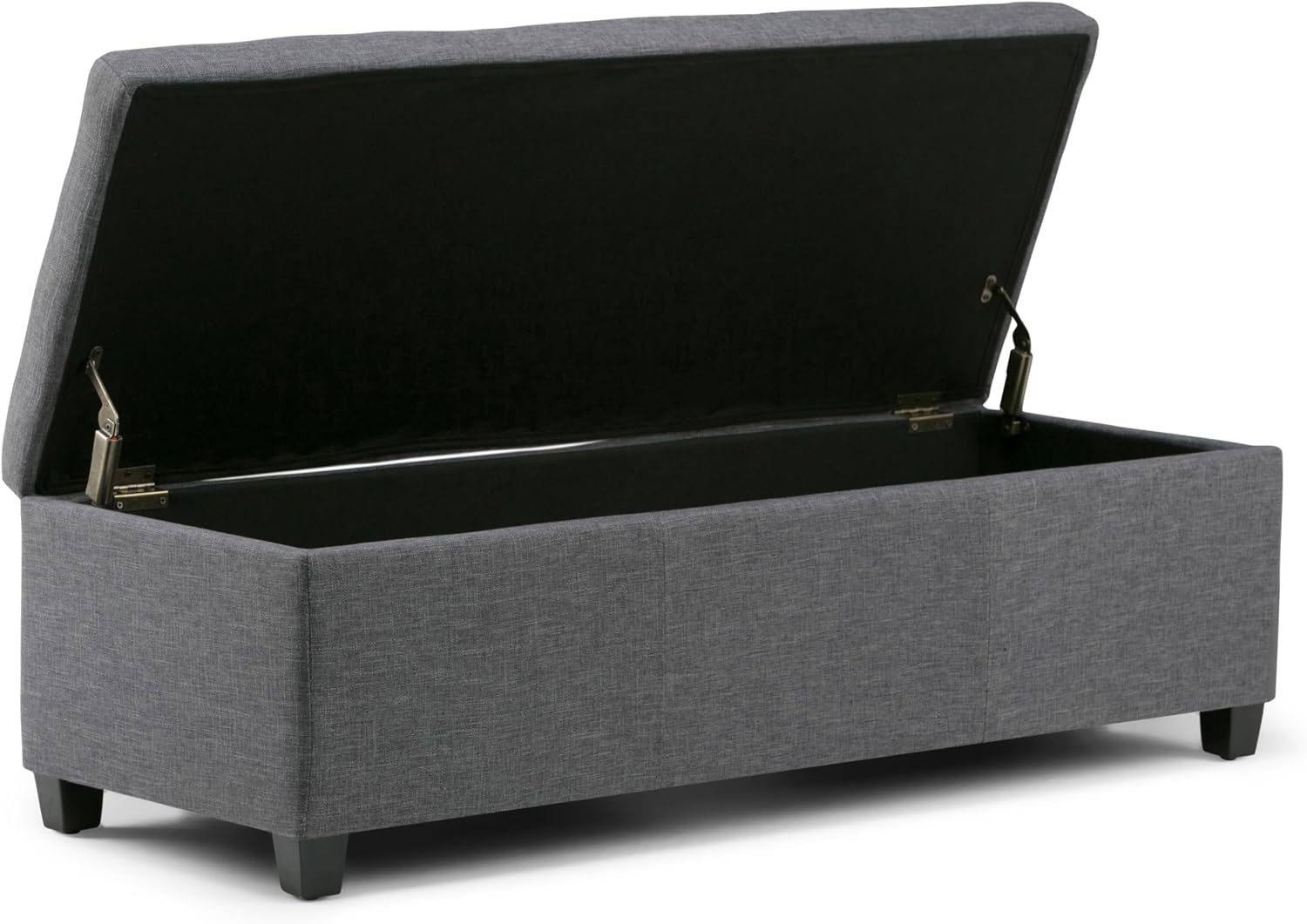 SIMPLIHOME Avalon Storage Ottoman Bench - 48' Wide x 16' High Upholstered Linen Look Fabric Rectangular Lift-Top Ottoman in Slate Grey, Contemporary Bench for Living Room with High-Density Foam