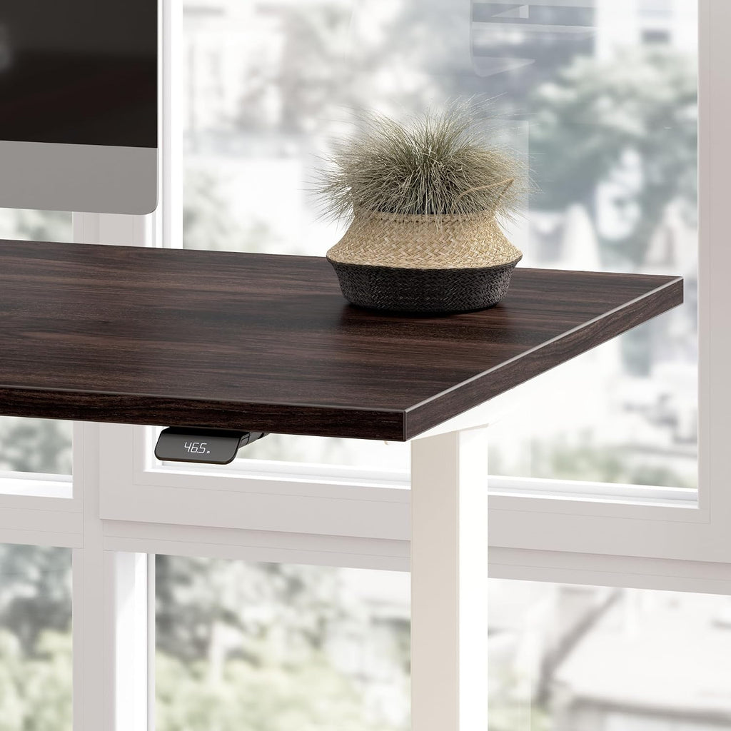 Bush Business Furniture 72-inch Electric Height Adjustable Standing Desk, Ergonomic Sit-Stand Computer Table for Home and Professional Office, Move 40 Series, Black Walnut with White Base