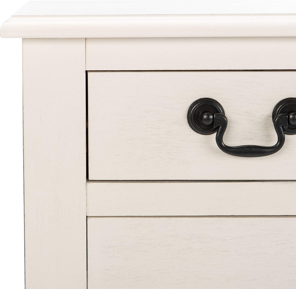 SAFAVIEH Furniture - Athena 3-Drawer Console Table - Distressed White - Solid Wood - Farmhouse Classic Design - Ideal for Entryway, Living Room, Hallway, 23.5' W x 13' D x 29.5' H (CNS5703A)