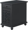 Martin Svensson Home Elegant Chairside End Table with Power — 24″W x 16″D x 25″H, Antique Black — Transitional Painted Accent Table with Flip-Top USB Charging, Drawer & Cabinet Storage