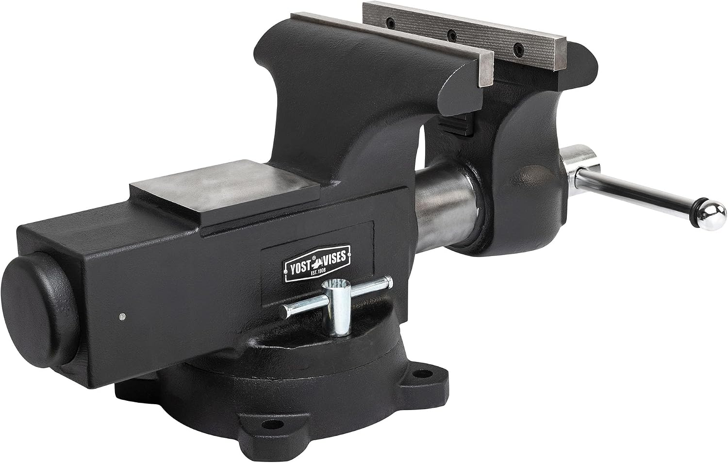 Yost HD1000-C Heavy Duty 10-Inch Mechanics Work Bench Vise | Heavy Duty Woodworking & Metal Work Table with Secure Grip Swivel Base | 60,000 PSI Casting Iron Material with Extra-large Anvil Surface