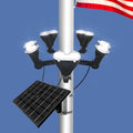 Flag Pole Light Solar Powered 12000mAh Battery Solar Flagpole Light 3600 Lumen Adjustable Metal Clamp Fit 2-6' Dia Flagpole 5 Super Bright Solar Spotlights Outdoor Waterproof Dusk to Dawn