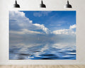 Trykid 20x10ft Calm Sea Backdrop Blue Sky Fluffy Clouds Water Reflection Coastal Scene Photography Background Ocean Tranquility Party Decoration Tapestry Photo Booth Prop Fabric