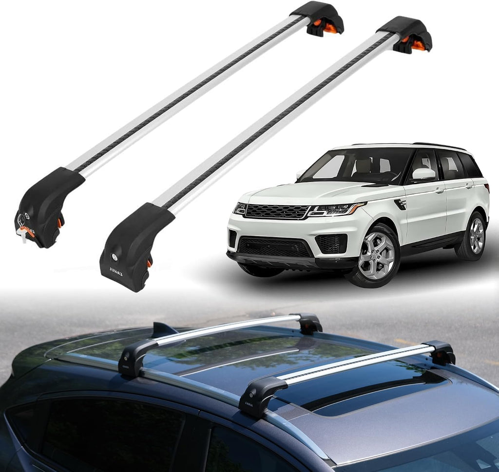ERKUL Heavy Duty Roof Rack Cross Bars for Land Rover Range Rover Sport 2014-2022 | Upgraded Aero Aluminum Crossbars with Smart Clamp System | Compatible with Flush Rails - Silver