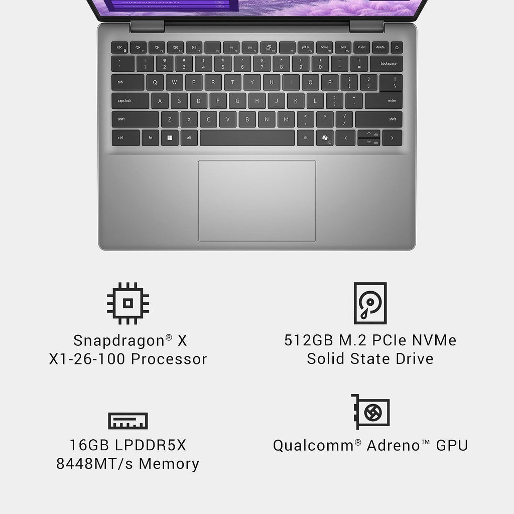 Inspiron 14 5441 Laptop - 14-inch FHD+ (1920x1200) 16:10 Display, Snapdragon X Processor X1-26-100, Qualcomm Adreno GPU, 16GB RAM, 512GB SSD, FHD RGB Camera, Windows 11 Home, Copilot+ PC - Titan Grey