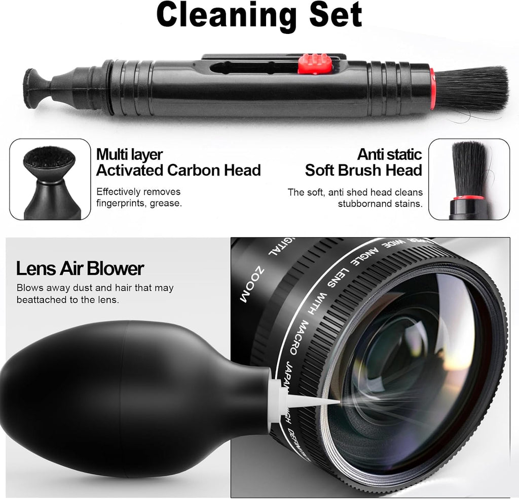 8K Digital Cameras for Photography, 64MP Vlogging Camera with 180°Flip Screen，2 Batteries, 64GB TF Card，16X Zoom, WiFi, 3 Color Filters,Microphone, Tripod, Wide & Macro Lens Kit (Black)
