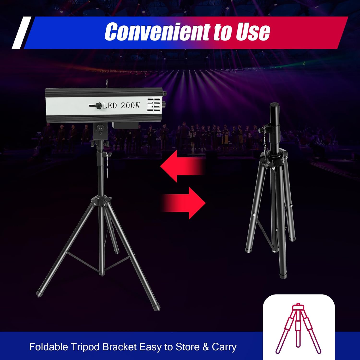 200W LED Spotlight Follow Spot Light Manual Control Stage Light Adjustable Aperture DJ Wash Light w/Stand for Party Disco Wedding Birthdays Christmas Party Show 110-220V